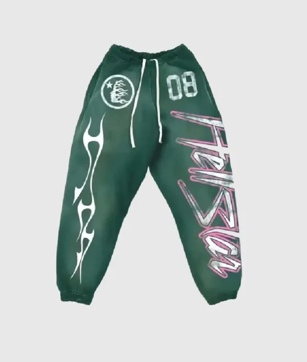 Hellstar Flame Flare Sweatpants Green